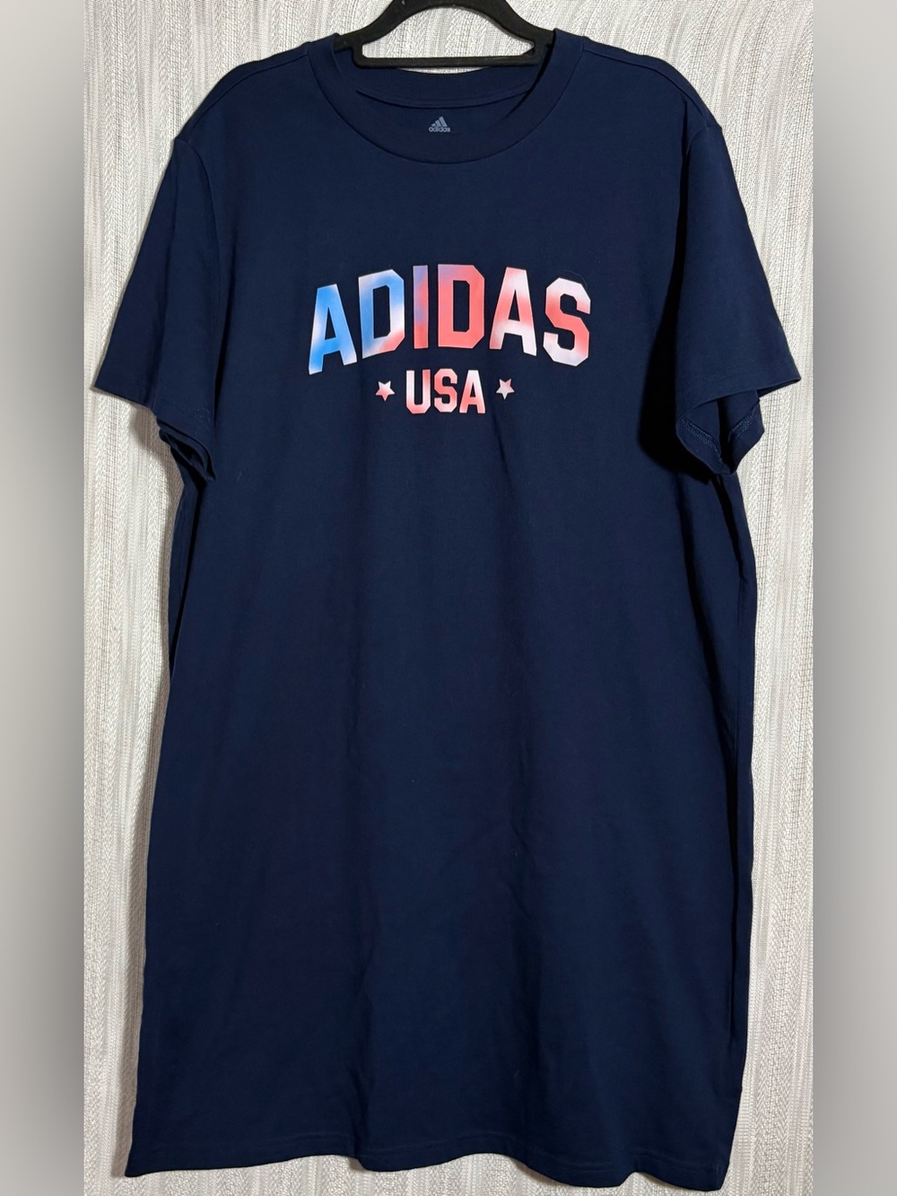 adidas Women's Navy/Multi America Cotton T Shirt Dress L